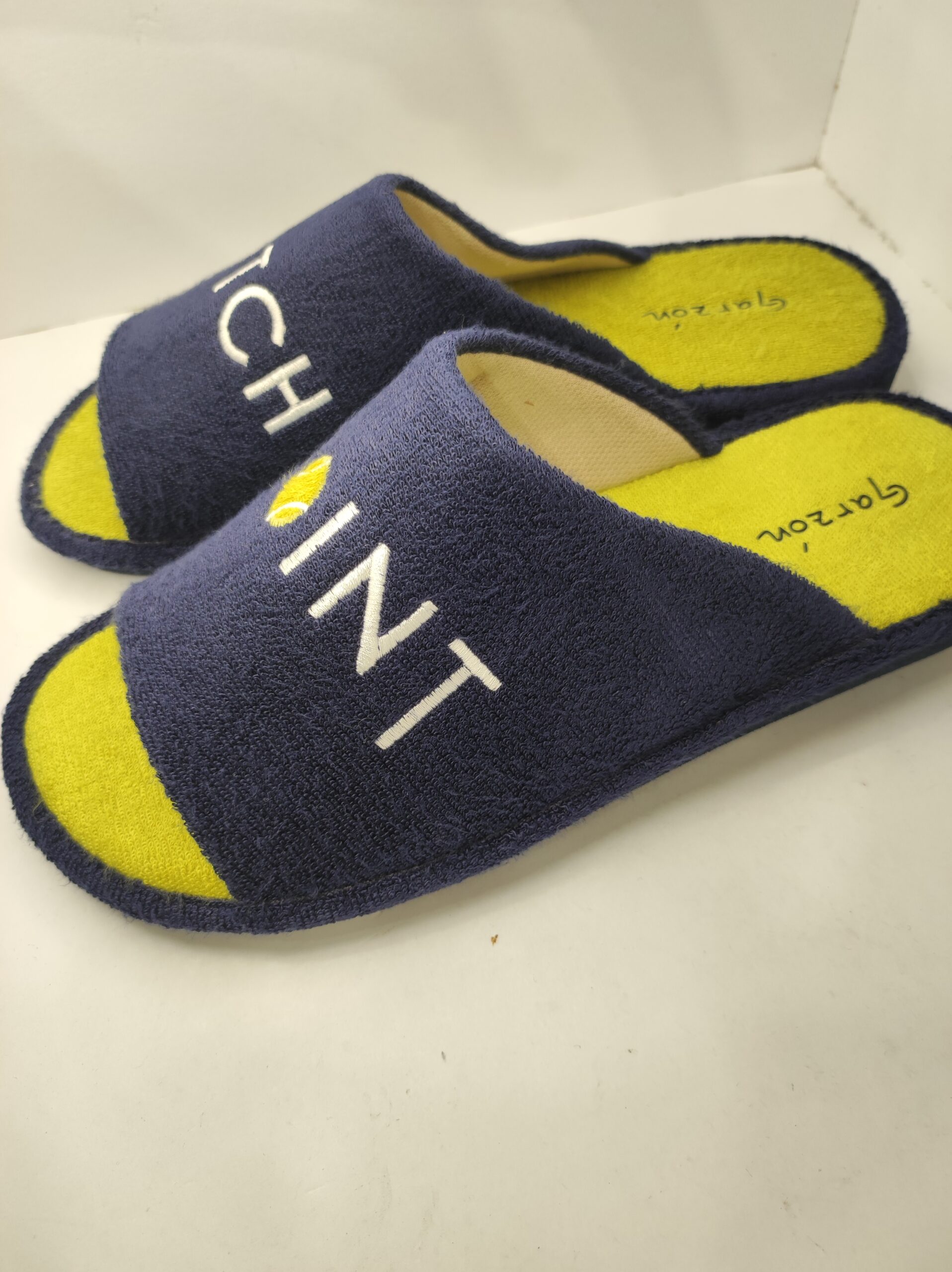 GARZON Scarpe Da Casa Uomo Estate - Pantofola Senza Punta Blu, Taglia 44 EU - Tessuto Fresco, Suola Gomma Naturale Antiscivolo, Prodotto In Spagna